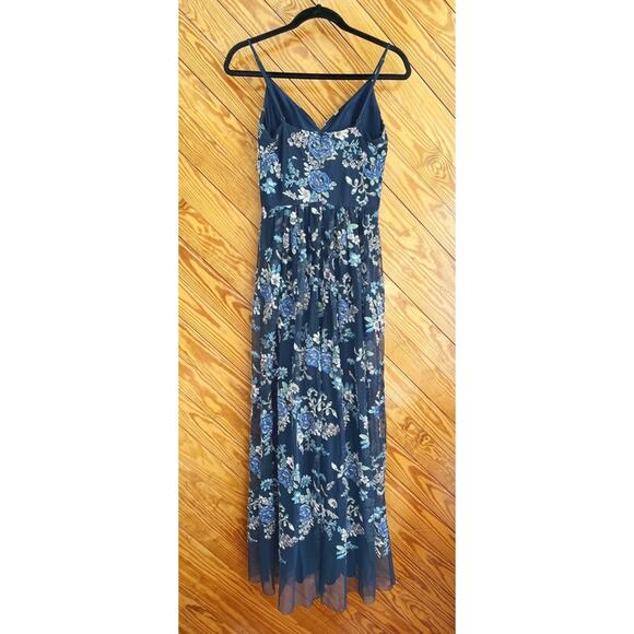 Nicole Miller New York Floral Appliqué Embroidered Maxi Dress Gown - Picture 3 of 7